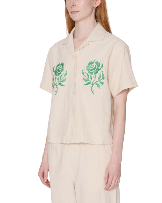 ROSES EMBELLISHED SS SHIRT