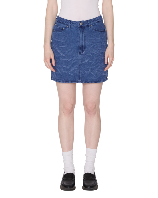 TRINITY WRINKLE DENIM SKIRT
