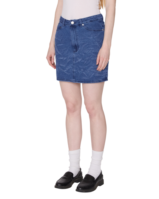 TRINITY WRINKLE DENIM SKIRT